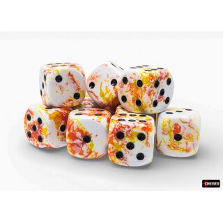 Chessex Würfelset/Diceset Brush Sunrise/black 16mm D6