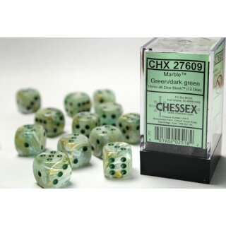 Chessex Würfelset/Diceset Marble Green/Dark Green 16mm D6